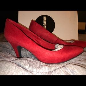 Marco Santi red velour pumps